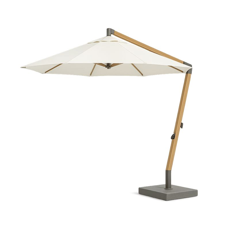 Parasol Déporté Aluminium/Bois Polyester 3x3m Carré Crème