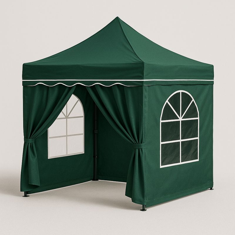 Barnum Pliante 3x3m Vert avec Fenêtres Polyéthylène Structure Acier