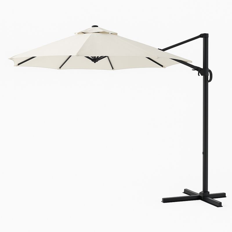 Parasol Cantilever Polyester Aluminium 300 cm Rond Beige