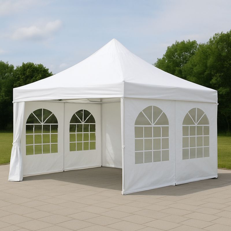 Tente de réception 3x3 m Blanc Polyester Acier