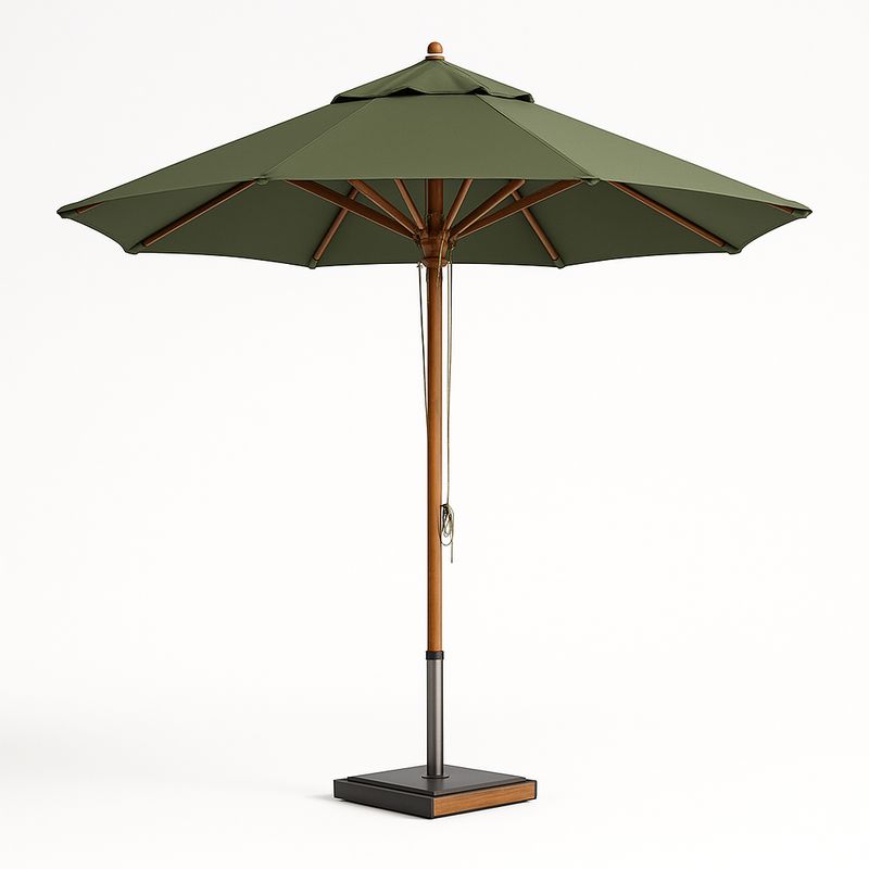Parasol Rond 3m Polyester Bois de Teck Vert