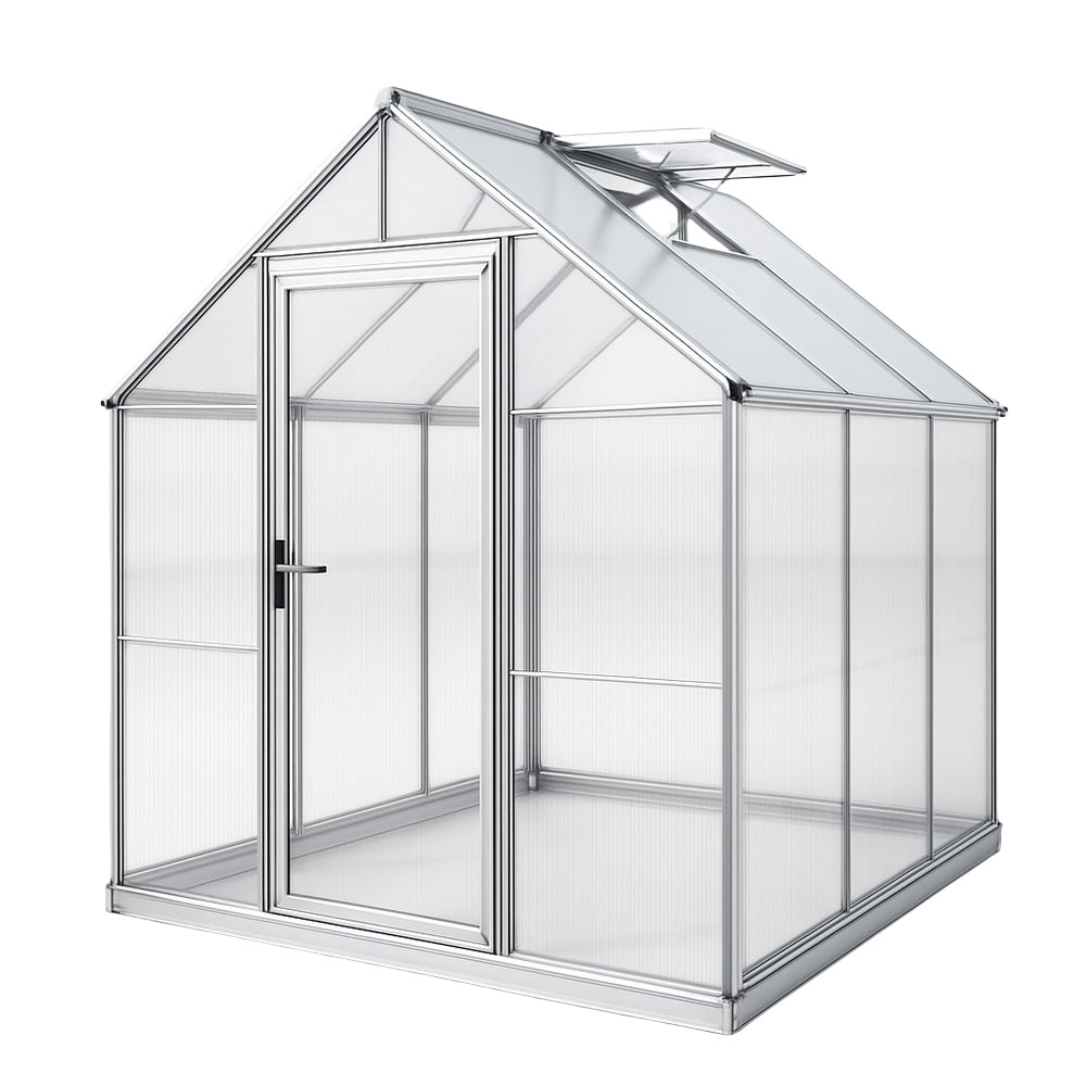 Serre de Jardin 185x185x195 cm Aluminium Polycarbonate Carré Argent