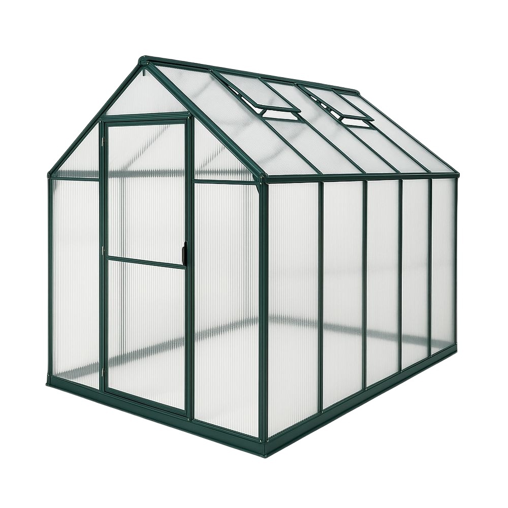 Serre en Polycarbonate Aluminium Cadre Métal 185x250x195cm Vert