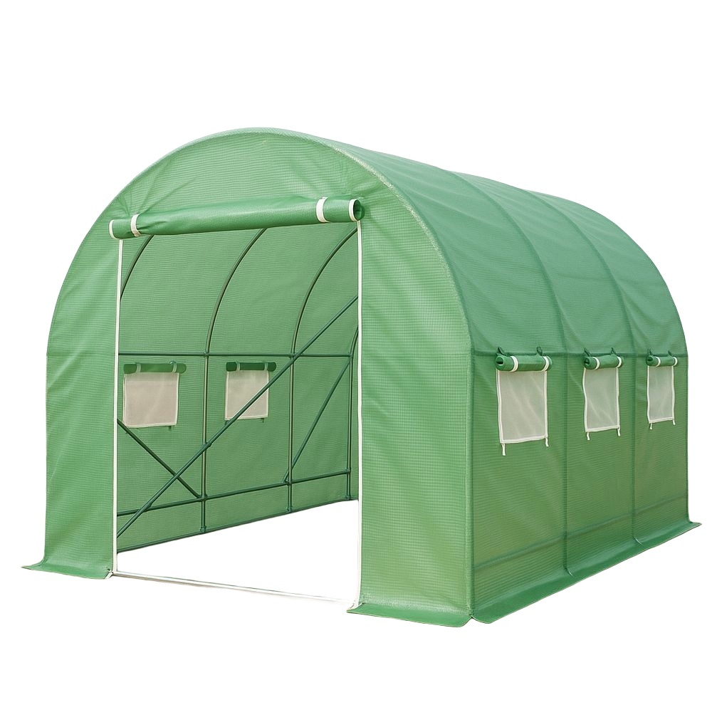 Serre de Jardin Polyéthylène Tissu Tube Acier Galvanisé Tunnel Vert 300x200x200 cm