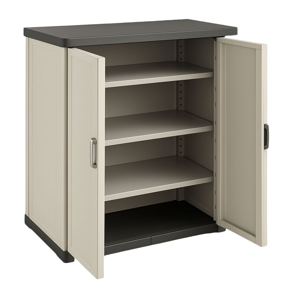 Armoire de rangement en résine beige/noir 70x45x95 cm