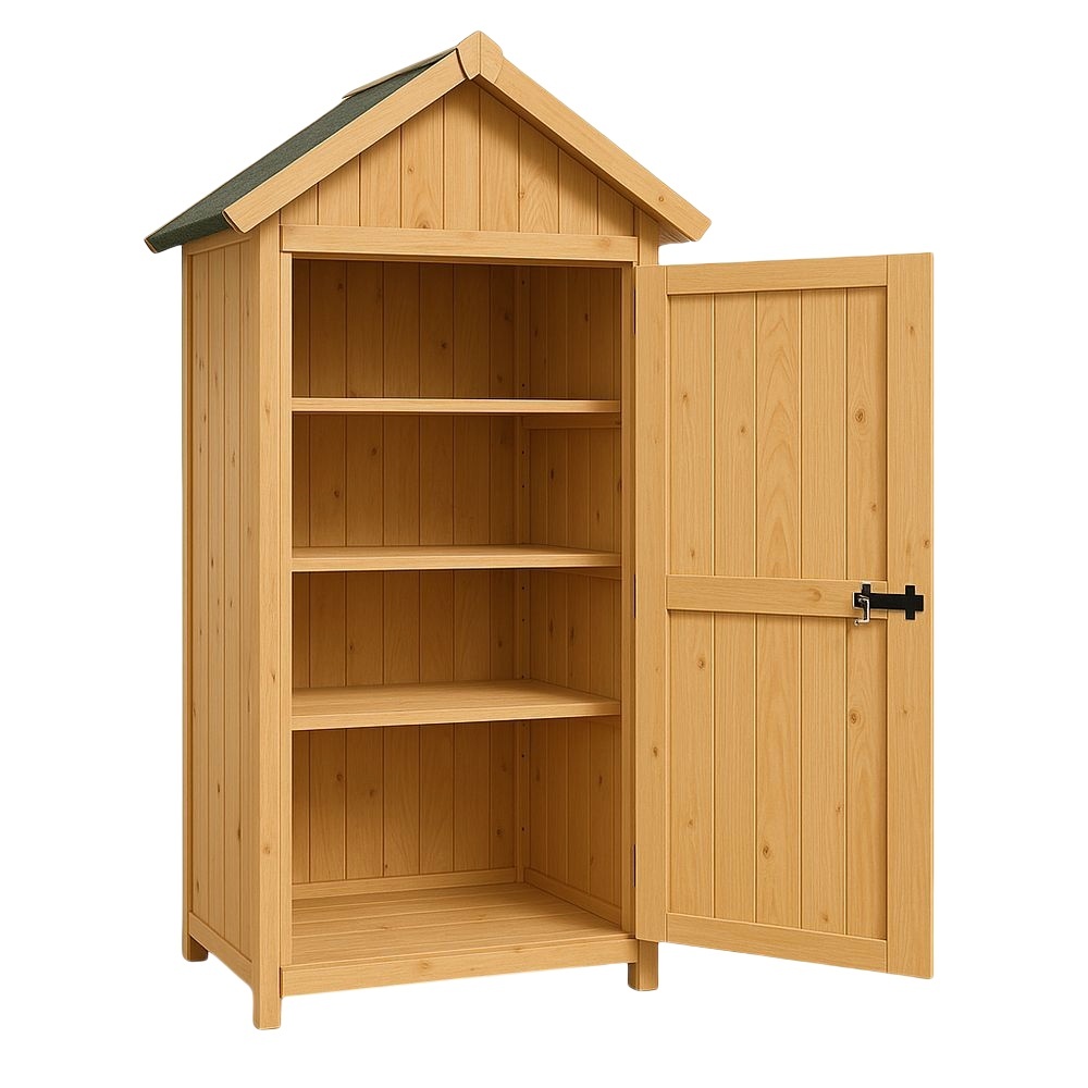 Armoire de jardin avec 4 étagères en bois clair 80x50x180 cm