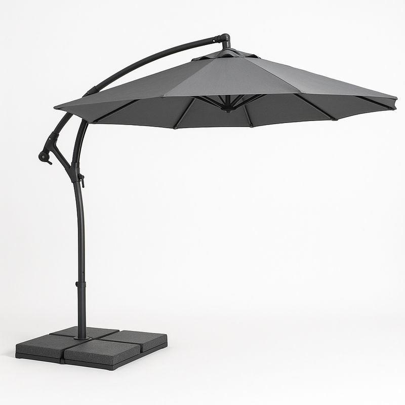 Parasol déporté rond 300cm Aluminium/Polyester Gris