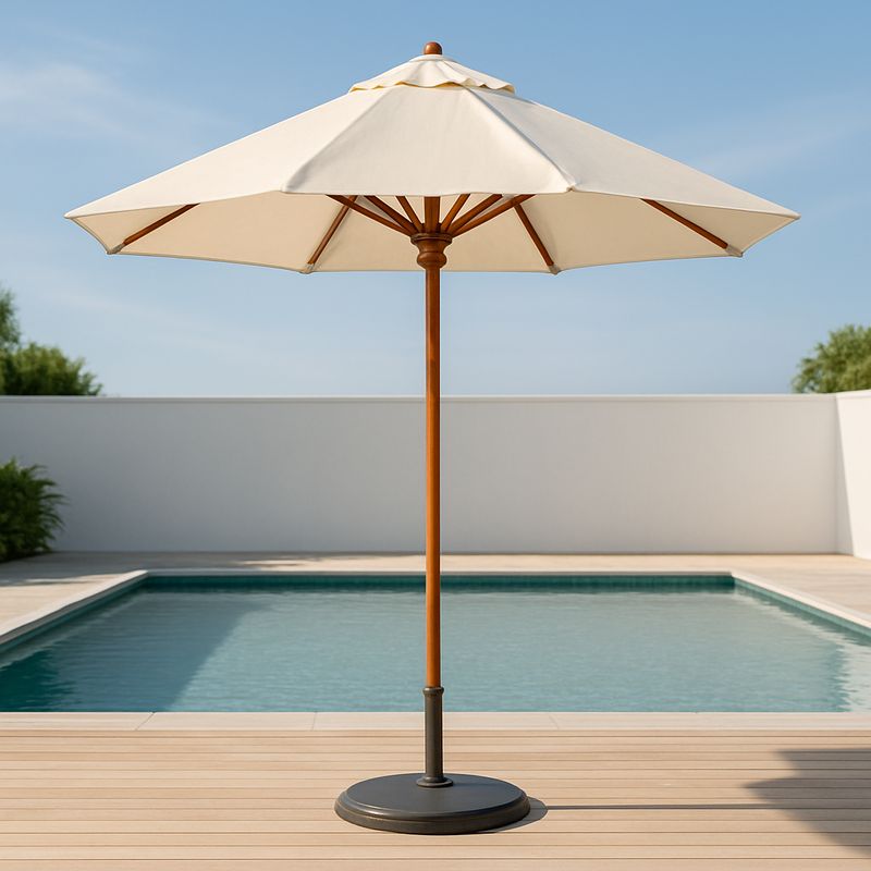 Parasol Rond 300 cm Polyester Bois Blanc Marron