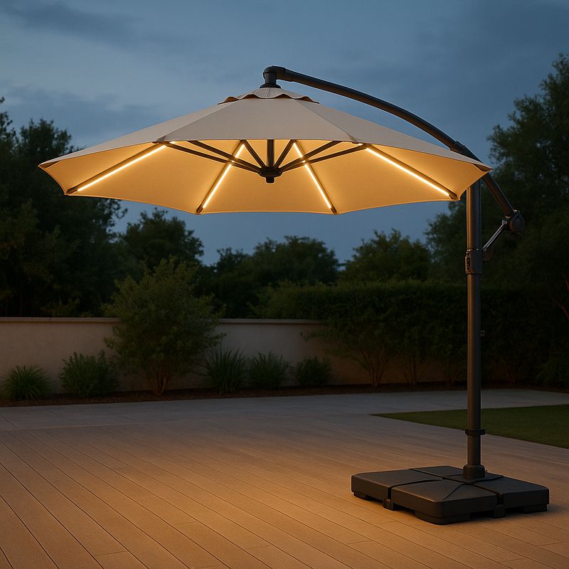 Parasol déporté Beige Ø300cm Aluminium LED