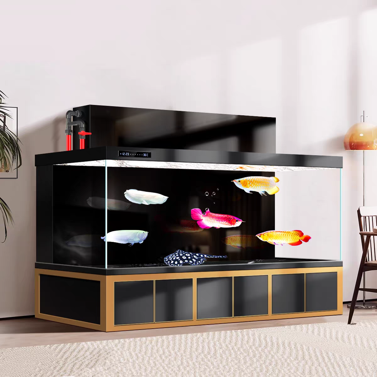 【Customized】Floor-standing intelligent ultra-clear glass aquarium  no water changes required for a long time
