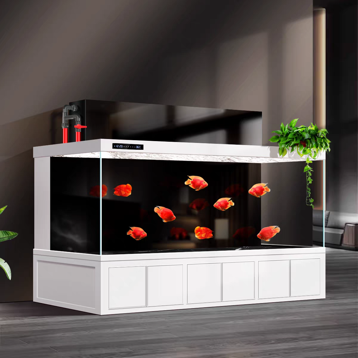 【Customized】Floor-standing intelligent ultra-clear glass aquarium  no water changes required for a long time