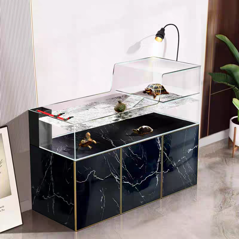 【Customized】Ultra-clear glass ecological ornamental aquarium with bottom filtration