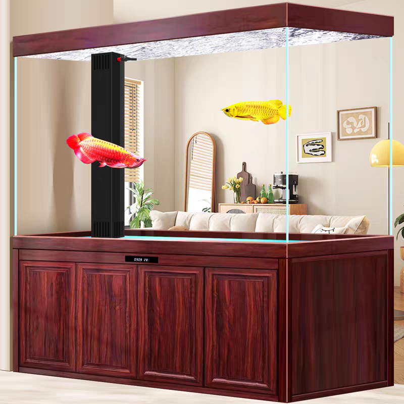 【Customized】Large floor-standing ultra-clear glass smart fish tank for home use