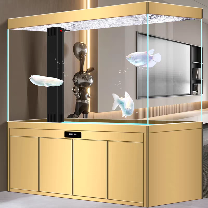 【Customized】Large floor-standing ultra-clear glass smart fish tank for home use