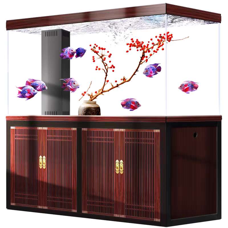 【Customized】Large floor partition ultra-white glass ecological fish tank for home use