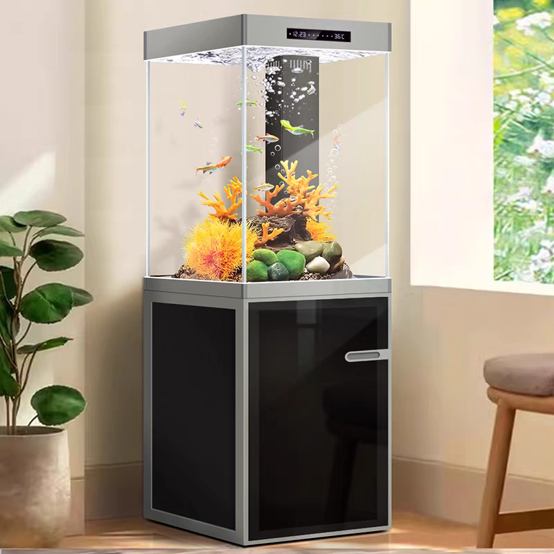 【Customized】Commercial ultra-clear glass fish tank with bottom filter and automatic circulation