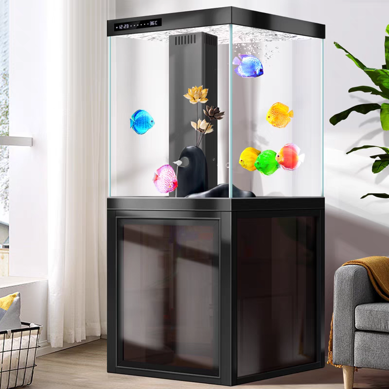 【Customized】Commercial ultra-clear glass fish tank with bottom filter and automatic circulation