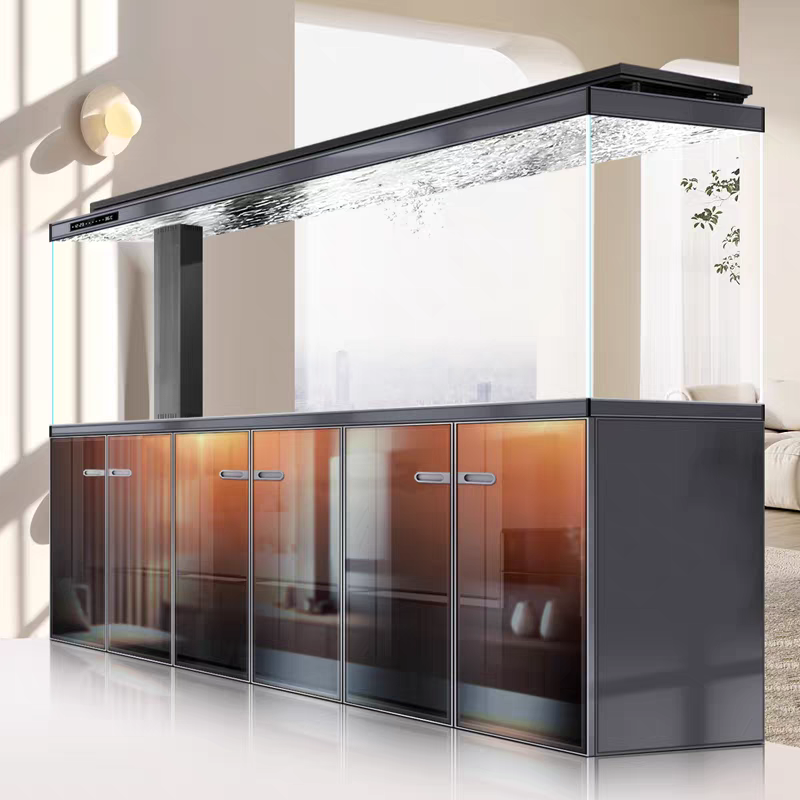 【Customized】 Right-angle overflow ultra-clear glass ecological fish tank, no water changes, bottom filtration system