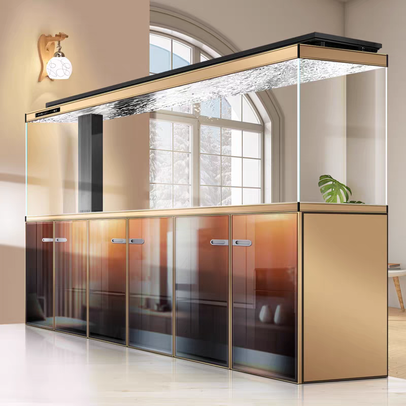 【Customized】 Right-angle overflow ultra-clear glass ecological fish tank, no water changes, bottom filtration system
