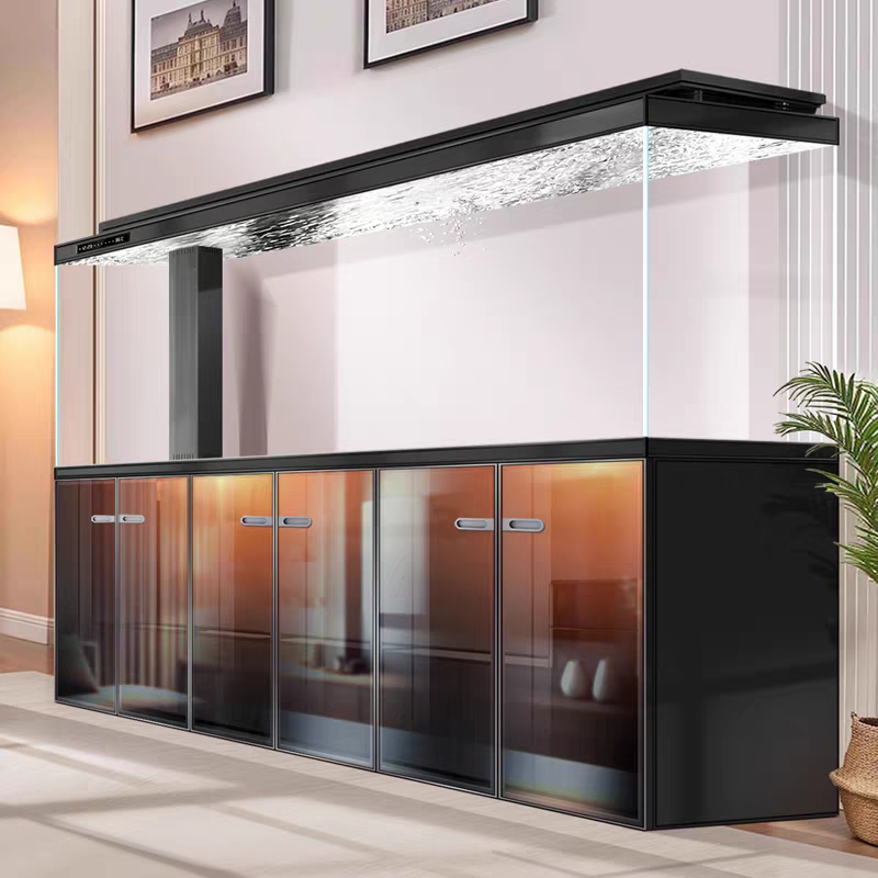 【Customized】 Right-angle overflow ultra-clear glass ecological fish tank, no water changes, bottom filtration system