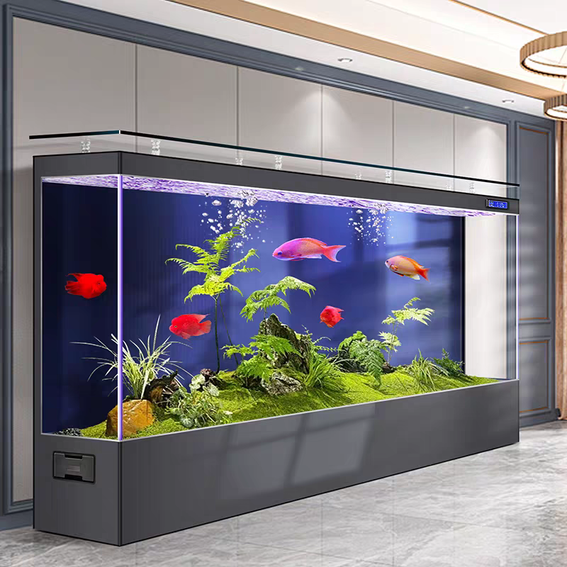 【Customized】Large Ultra-clear Glass Aquarium with Right-angle Overflow Sedimentation Tank
