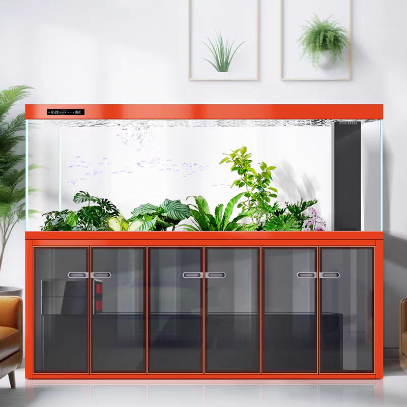 【Customized】Floor-mounted screen ecological aquarium with professional bottom filtration system