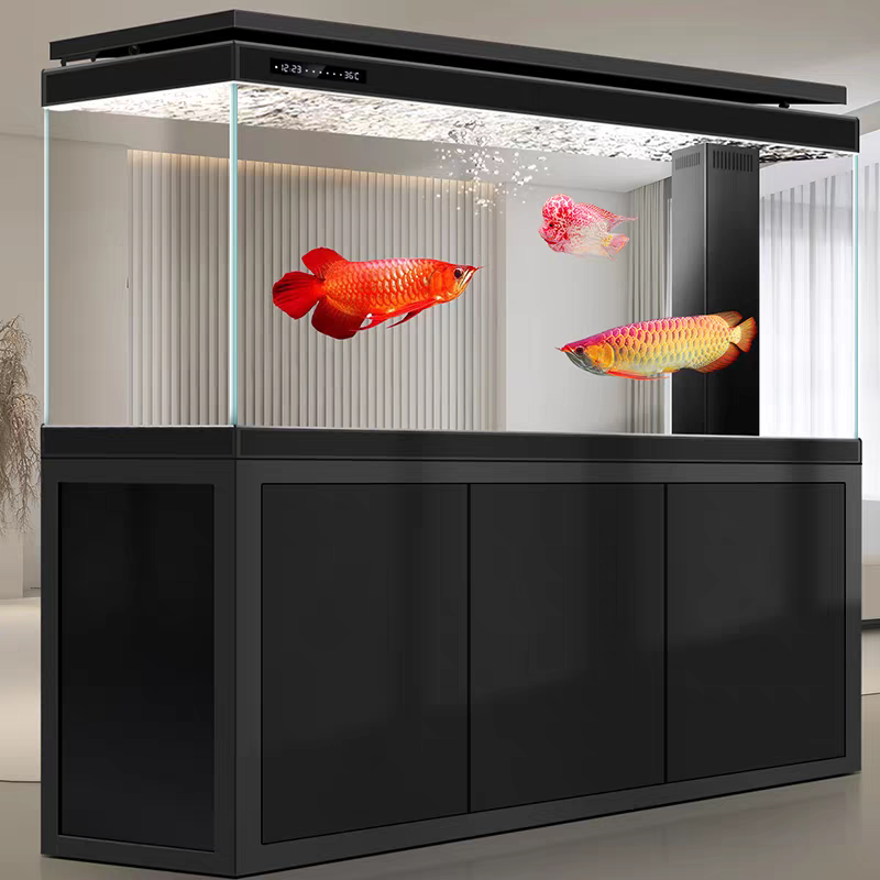 【Customized】 Large floor-standing ultra-clear glass aquarium with bottom filtration