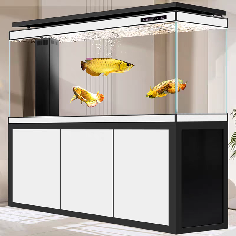 【Customized】 Large floor-standing ultra-clear glass aquarium with bottom filtration