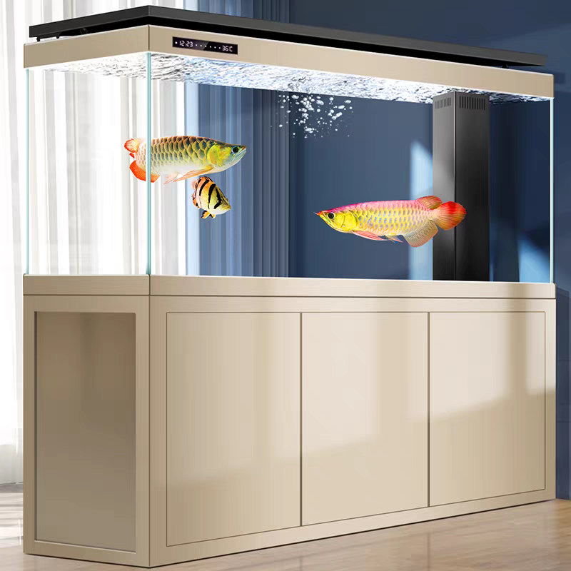 【Customized】 Large floor-standing ultra-clear glass aquarium with bottom filtration