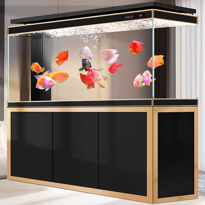 【Customized】 Large floor-standing ultra-clear glass aquarium with bottom filtration