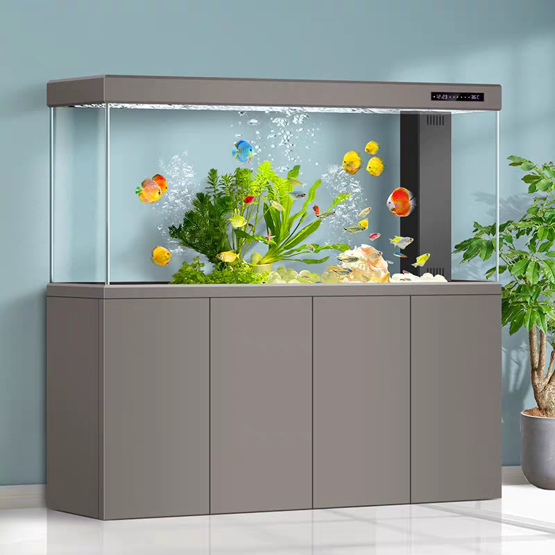 【Customized】 Aluminum alloy base cabinet ultra-white glass dragon fish tank for home use, long-term water change-free