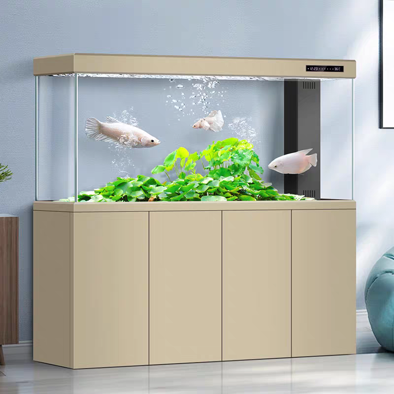 【Customized】 Aluminum alloy base cabinet ultra-white glass dragon fish tank for home use, long-term water change-free