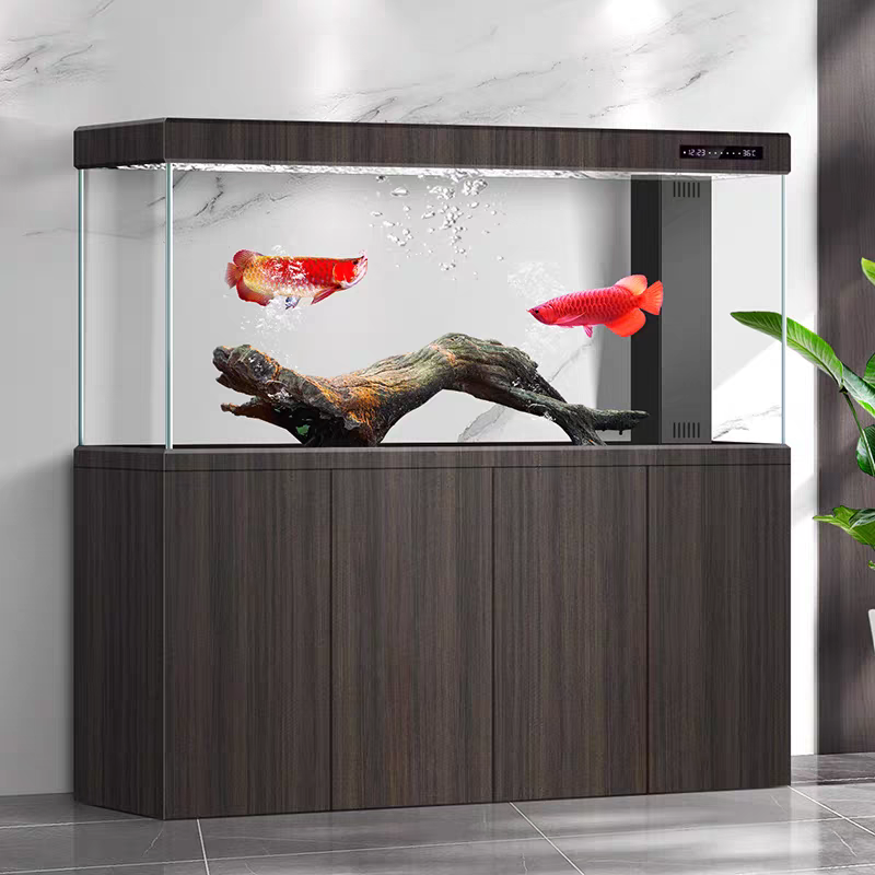 【Customized】 Aluminum alloy base cabinet ultra-white glass dragon fish tank for home use, long-term water change-free