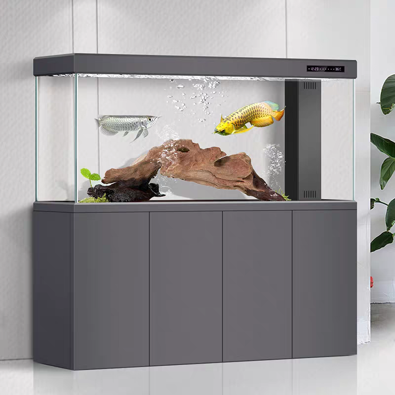 【Customized】 Aluminum alloy base cabinet ultra-white glass dragon fish tank for home use, long-term water change-free
