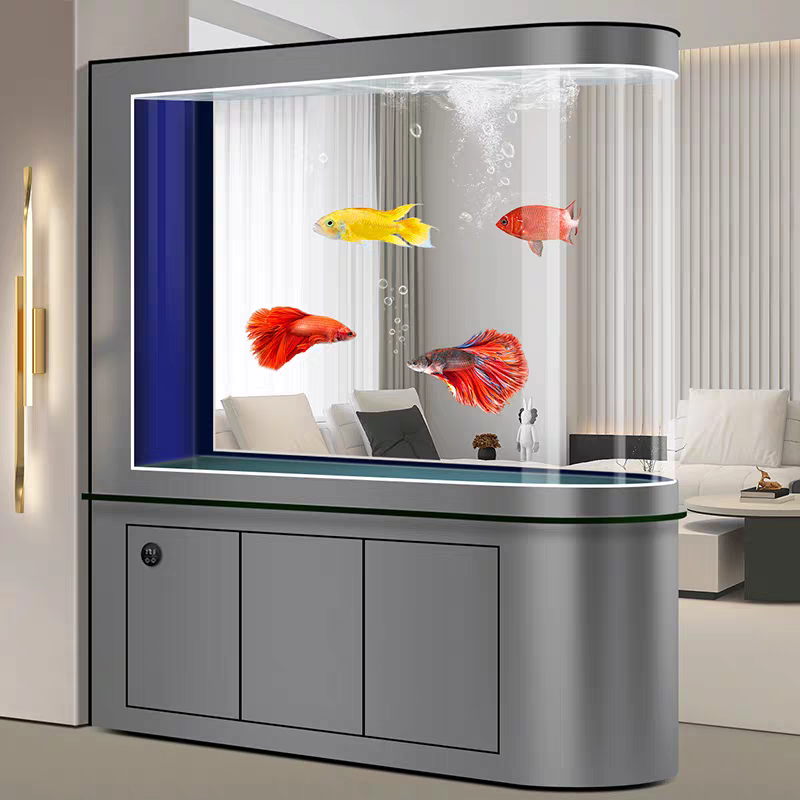 【Customized】 Explosion-proof Ultra-clear Glass Fish Tank with Professional Bottom Filtration System