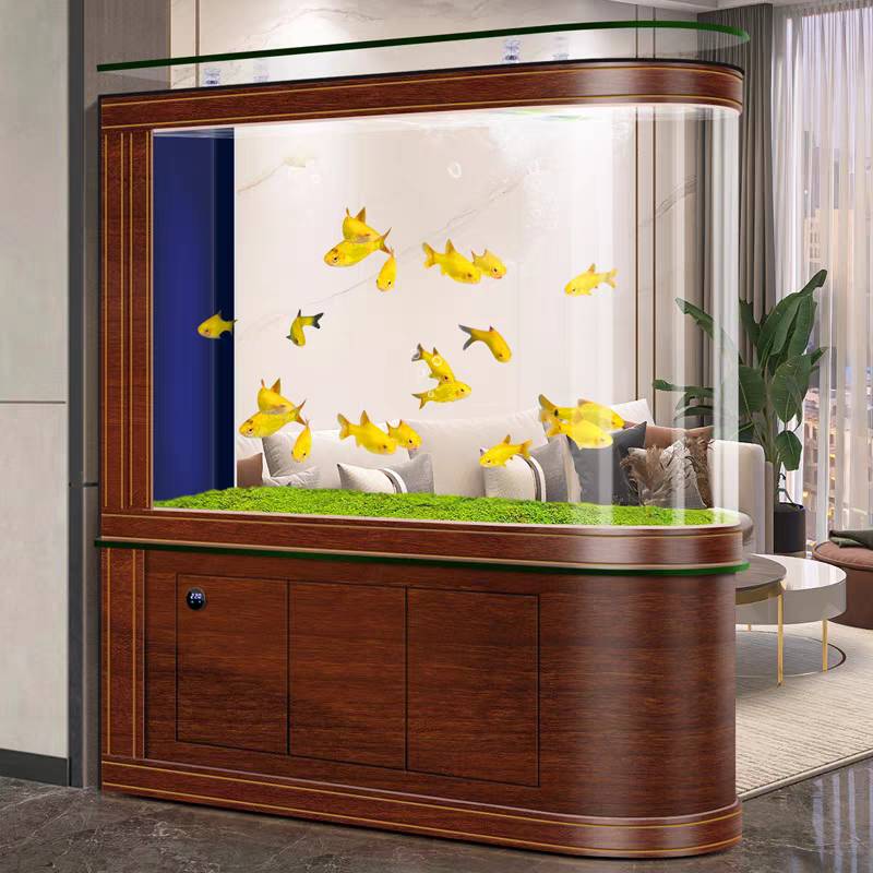 【Customized】 Explosion-proof Ultra-clear Glass Fish Tank with Professional Bottom Filtration System