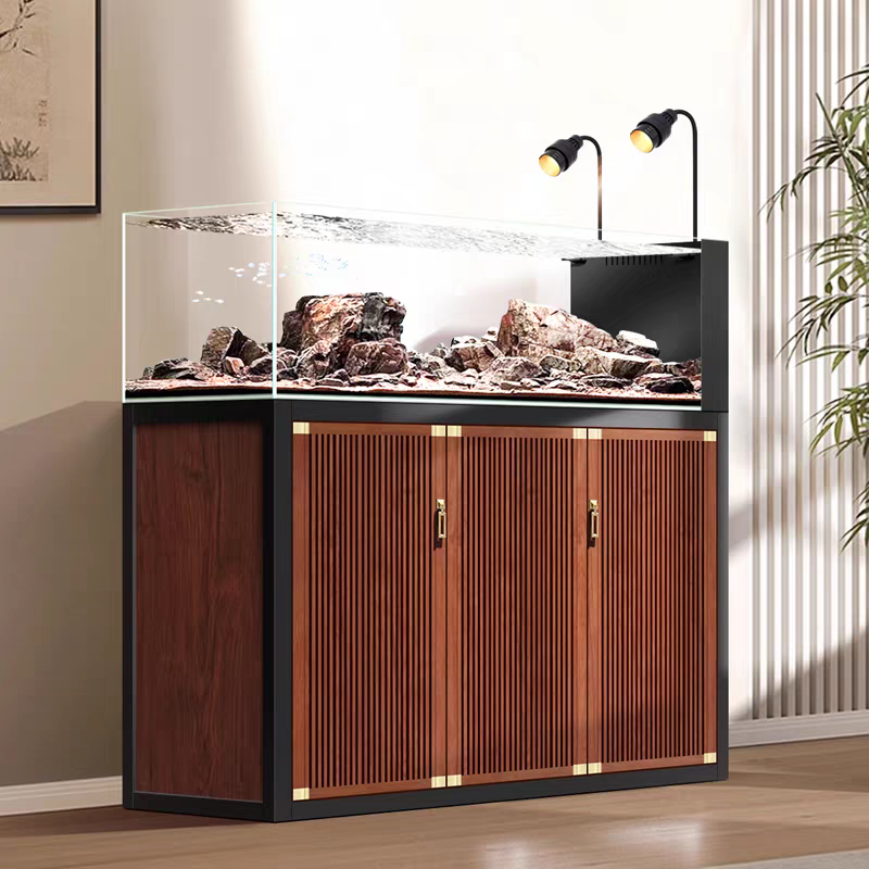 【Customized】Aluminum alloy base cabinet with ultra-clear glass stream tank and bottom filtration system