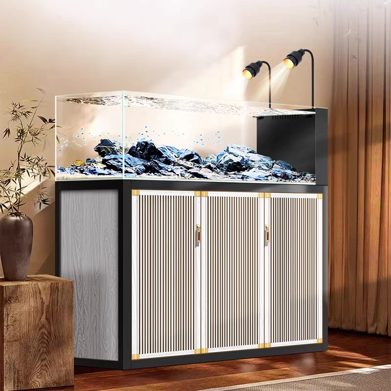 【Customized】Aluminum alloy base cabinet with ultra-clear glass stream tank and bottom filtration system