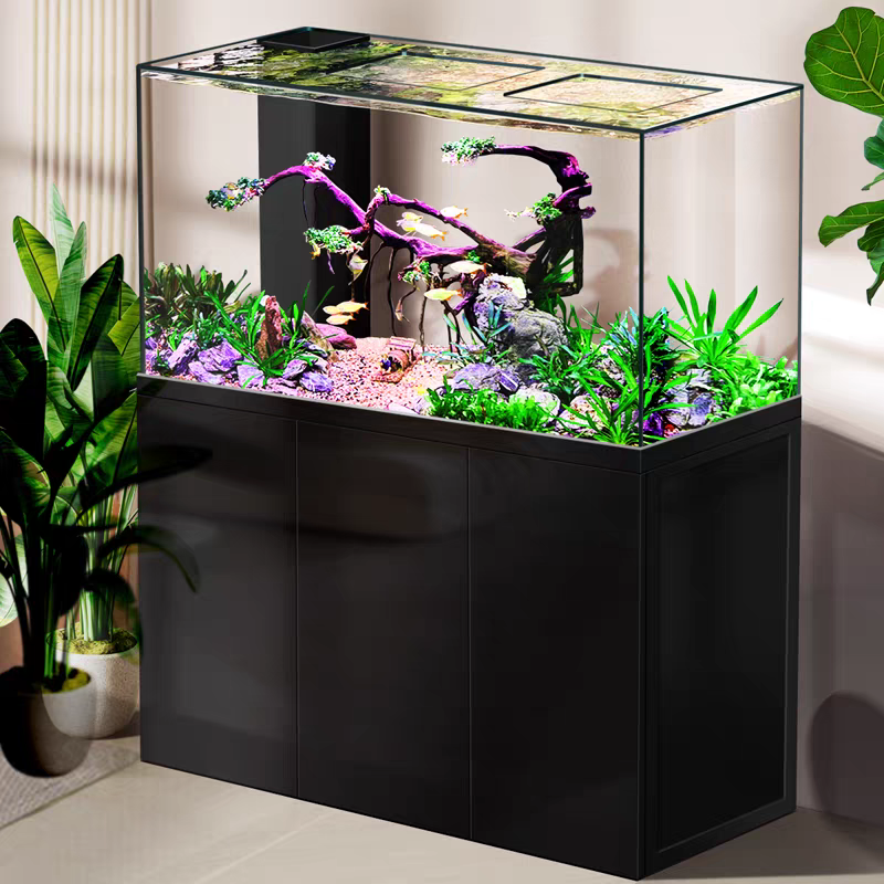 【Customized】Original ultra-white glass stream tank with aluminum alloy base cabinet