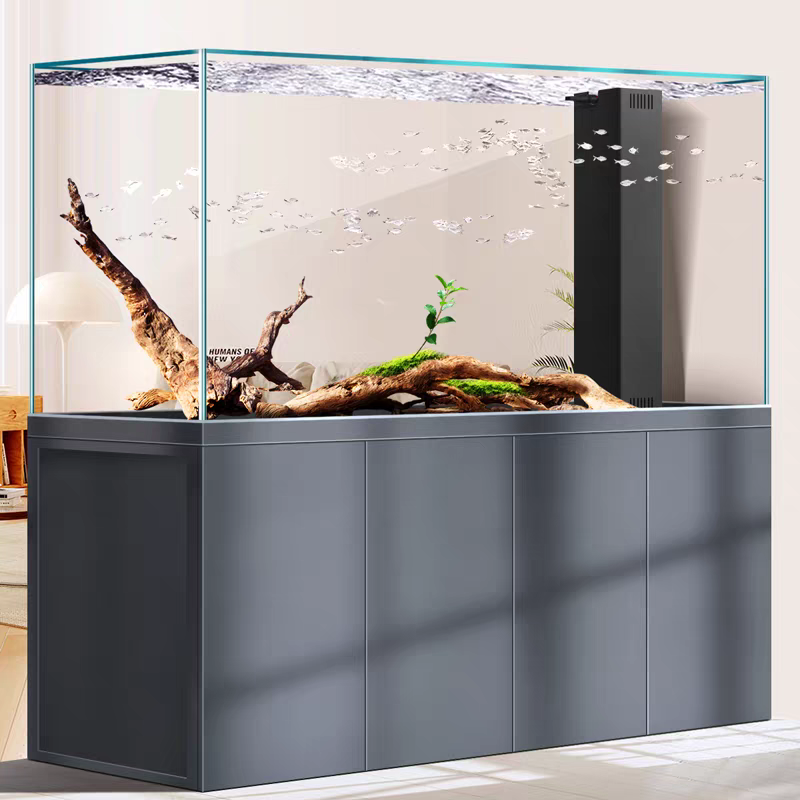 【Customized】Original ultra-white glass stream tank with aluminum alloy base cabinet
