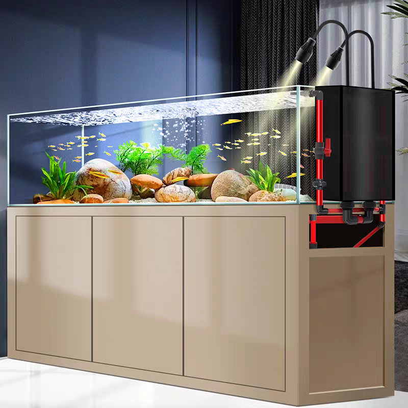 【Customized】Industrial style bottom filtration system fish tank ultra-white glass ecological water plant tank