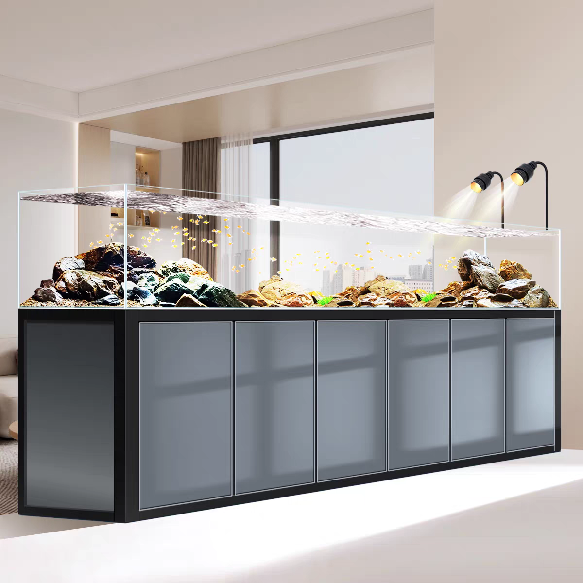 【Customized】Industrial style stream tank   backpack overflow bottom filter fish tank