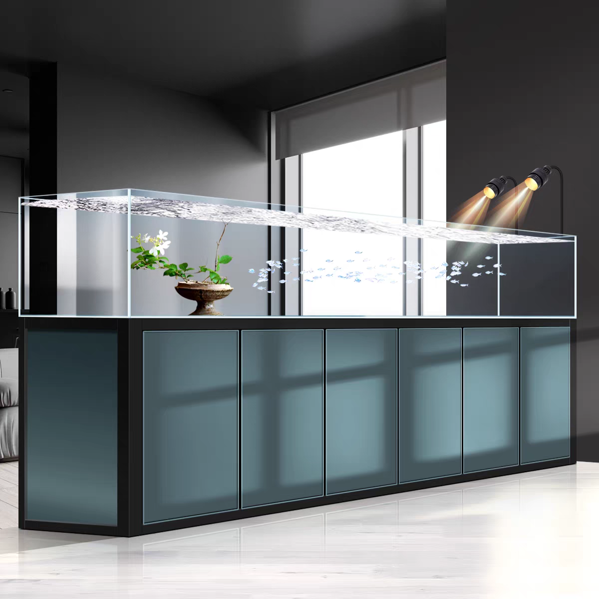 【Customized】Industrial style stream tank   backpack overflow bottom filter fish tank