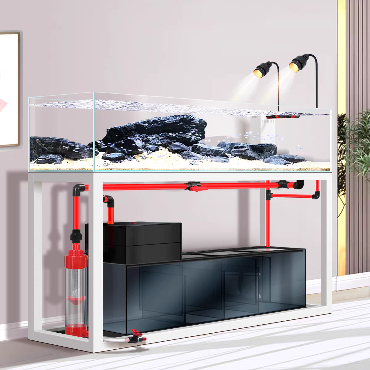 【Customized】Bottom filter backpack overflow  aluminum alloy bottom cabinet stream fish tank