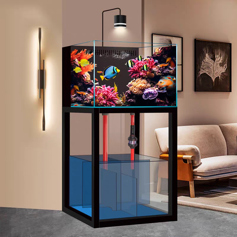 【Customized】Industrial style bottom filtration system ultra-clear glass fish tank
