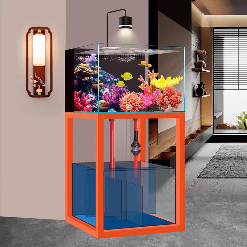 【Customized】Industrial style bottom filtration system ultra-clear glass fish tank