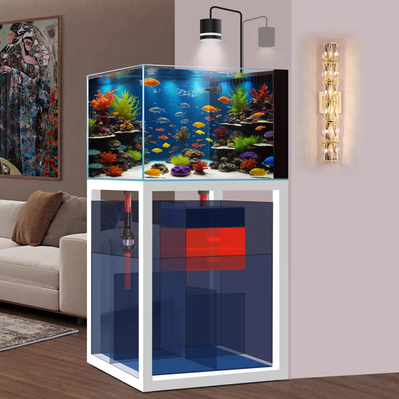 【Customized】Large Ultra-clear Glass Aquarium with Bottom Filter for Corporate Office
