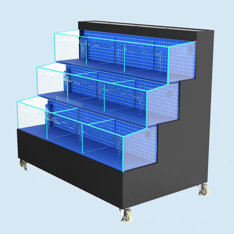 【Customized】 Supermarket glass seafood tank with a light transmittance of up to 95%  environmentally friendly and durable