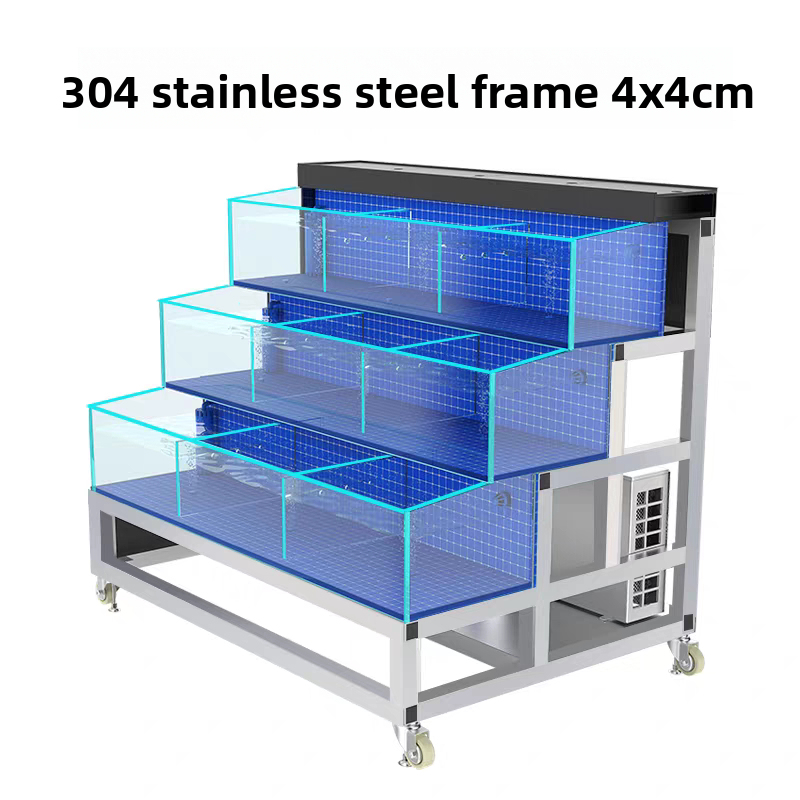 【Customized】 Supermarket glass seafood tank with a light transmittance of up to 95%  environmentally friendly and durable