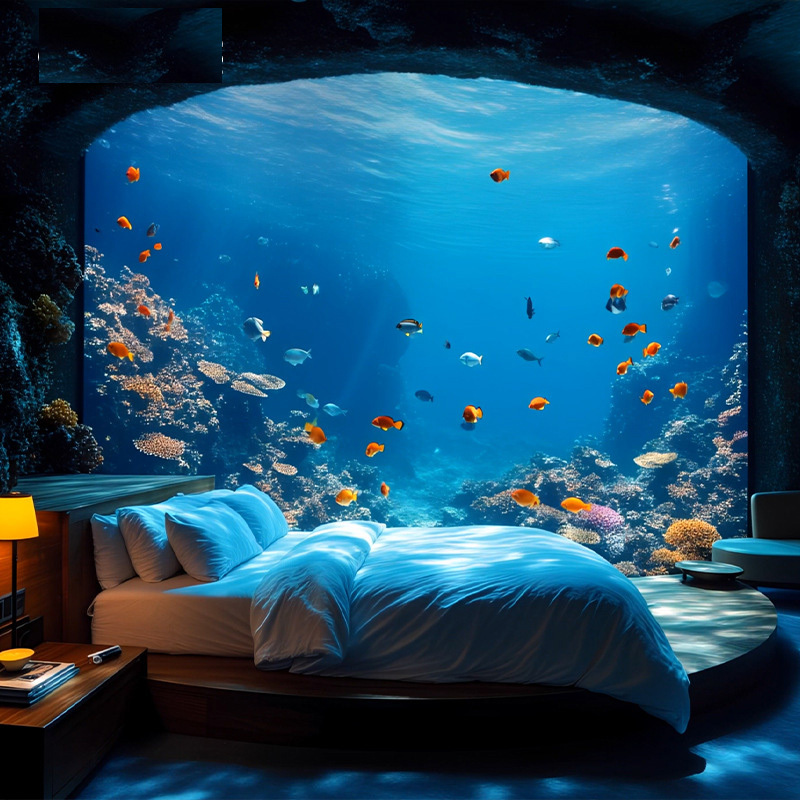 【Customized】Large cylindrical acrylic fish tank   bottom filtration system